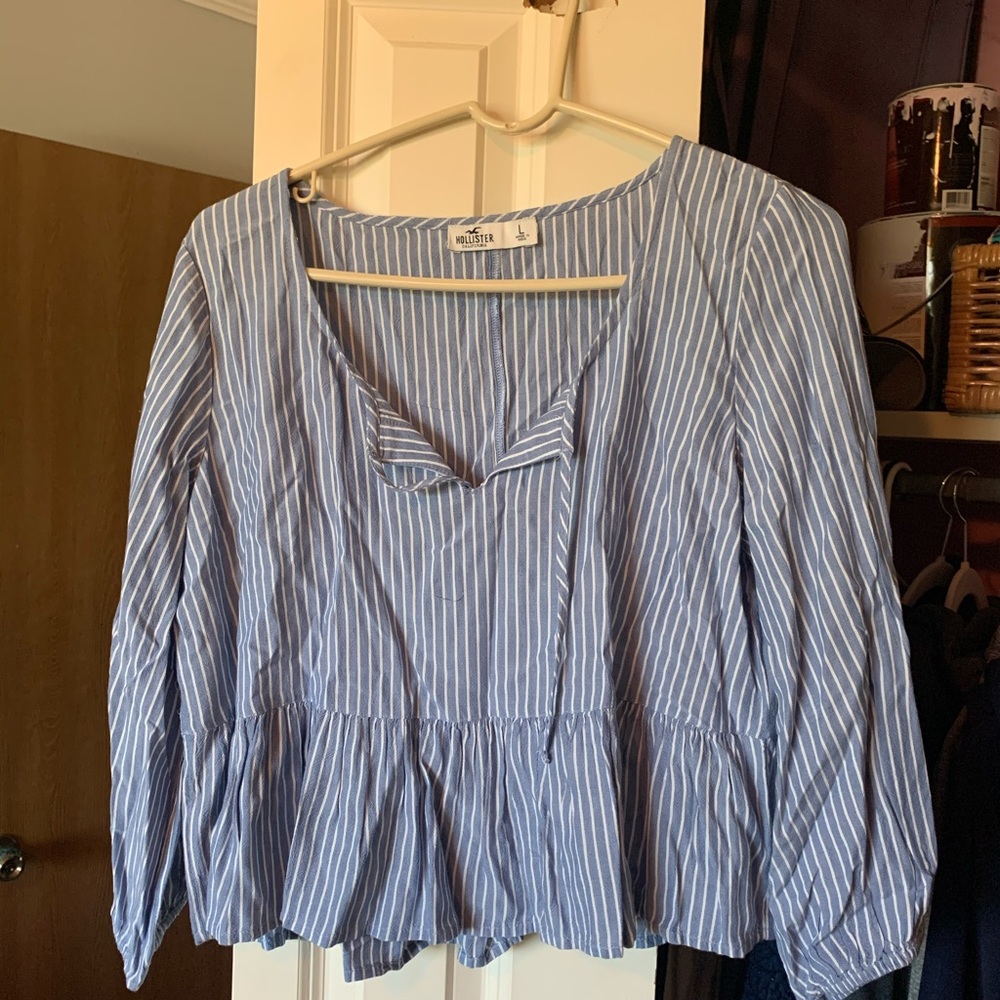 Striped Blue and White Blouse